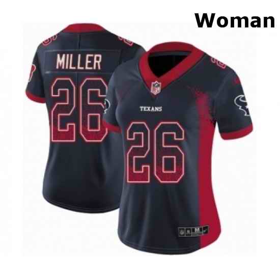 Womens Nike Houston Texans 26 Lamar Miller Limited Navy Blue Rush Drift Fashion NFL Jersey